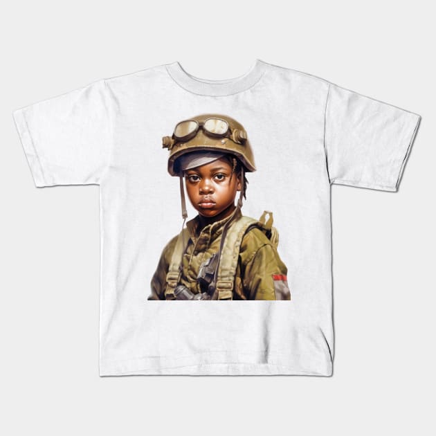 Military Minded Street Soldier Urban Warrior Black Boy Kids T-Shirt by Unboxed Mind of J.A.Y LLC 